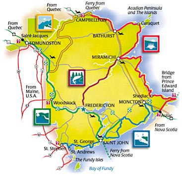 New Brunswick Map with Scenic Drives